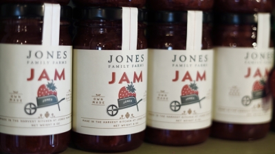 Jones Strawberry jam in jars