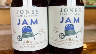 Jones blueberry jam jars