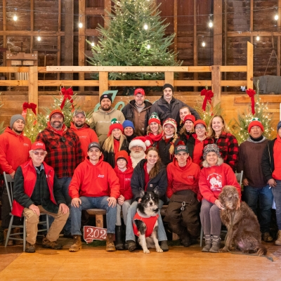 Farm family photo at Christmas