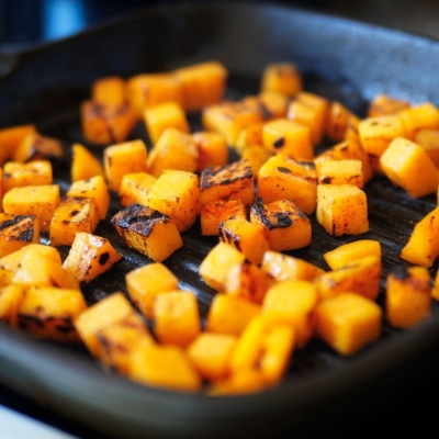 Sauteed Butternut Squash on the skillet